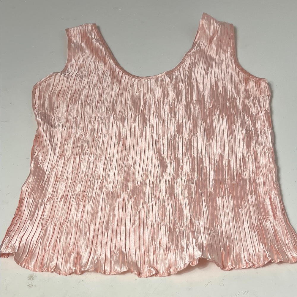 Vintage Escapades Sz 16 Pink Shimmer Striped Sleeveless Tank Top